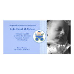 Photo Birth Announcement 8x4 Stroller Baby Boy Photo Card Template