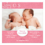 Photo Birth Announcement for Twin Girls (Pink)