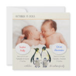Photo Birth Announcement for Twins :Penguin Family invitations