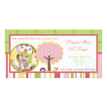 Photo Birth Announcement Love and Nature Girl Wood Picture Card