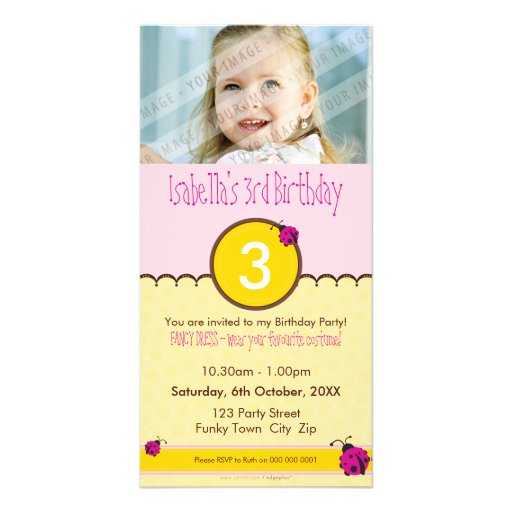 PHOTO BIRTHDAY INVITATIONS :: ladybird 1P Custom Photo Card