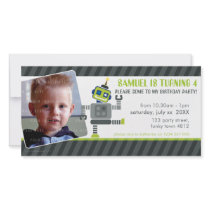 PHOTO BIRTHDAY PARTY INVITE :: robot dancing 1L Photo Card