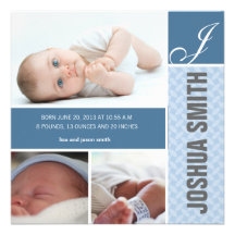 Photo block baby boy announcement