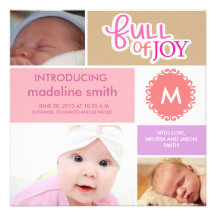 Photo block baby girl announcement