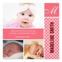Photo block baby girl announcement