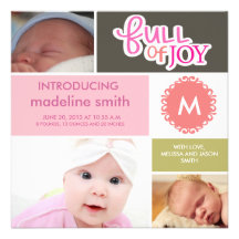 Photo block baby girl announcement