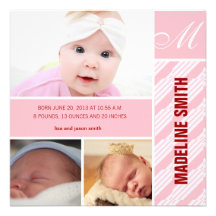 Photo block baby girl announcement