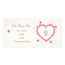 Photo card: Baby girl lace heart phot frame