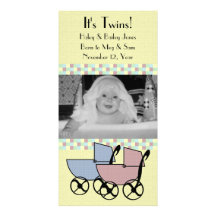 Photo Card Birth Announcement for Twins