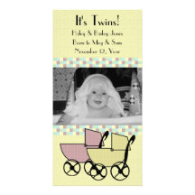 Photo Card Birth Announcement for Twins