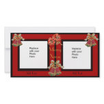 Photo Card Black Gold Floral Double Xmas photo cards