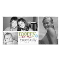 Photo Card: Merry Christmas with 3 photo collage