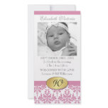 Photo Card Monogram Damask Birth Announcement
