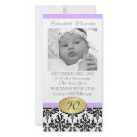 Photo Card Monogram Damask Birth Announcement