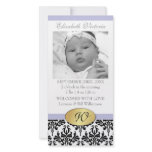 Photo Card Monogram Damask Birth Announcement