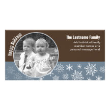 Photo Card: Snowflakes with Circle Photo