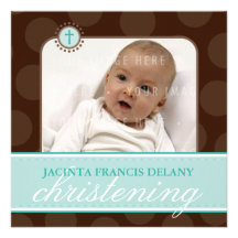 PHOTO CHRISTENING INVITES :: polkadot 5SQ