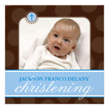 PHOTO CHRISTENING INVITES :: polkadot 6SQ