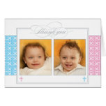 Photo Christening Thank You Card  |  Twins