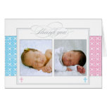 Photo Christening Thank You Card  |  Twins