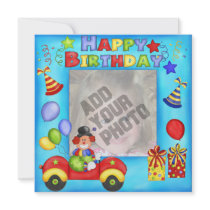 Photo Clown Birthday Card Invite