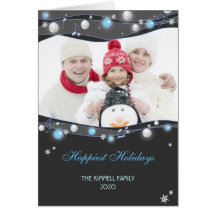 Photo de famille éclatante de fête de Noël de lumi Cartes De Vœux