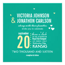 Photo Emerald  Yellow Zig Zag Typography Wedding Invitation