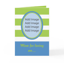 Photo For Mom Green Blue Borders Mothers Day Card