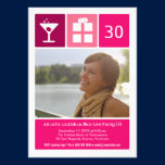 Photo fuchsia de grille d'icône d'anniversaire invitations