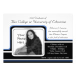 Photo Graduation/ Blue Stripe Personalized Invitation