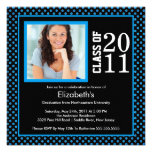 Photo Graduation Invitation Blue Black Polka Dots invitations