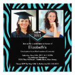 Photo Graduation Invitation Turquoise Zebra Print invitations