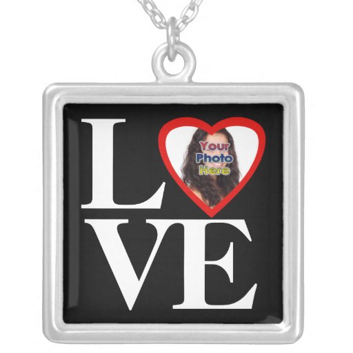Photo Heart Frame LOVE Black and White with Red Pendants