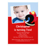 Photo Little Firefighter Boy 2nd Birthday Party Invitation