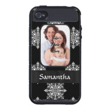 Photo noire de coutume de damassé coques iPhone 4