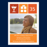 Photo orange de grille d'icône d'anniversaire invitations