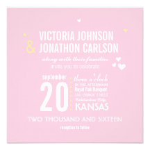 Photo Pink and Yellow Zig Zag Typography Wedding Custom Announcement
