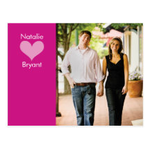 Photo Pink Heart Save the Date Postcard 2