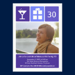 Photo pourpre de grille d'icône d'anniversaire invitations