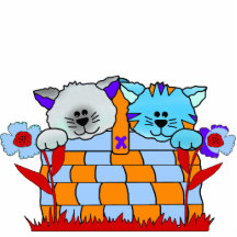 Photo Sculpture Kid's Kitten In Basket Yellow Blue