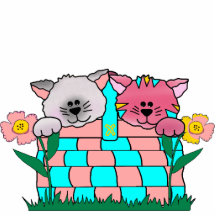 Photo Sculpture Kid's Kittens In Basket Pink Blue