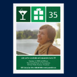 Photo verte de grille d'icône d'anniversaire invitations