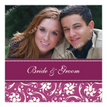 Photo Wedding Invitations Pink Cream Pattern