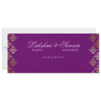 Photo Wedding Invite Indian Purple Gold