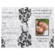 Photo Wedding Program Black Damask