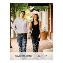 Photo White Swirls Save the Date Postcard 1