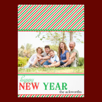 Photocard rouge et vert de salutation de nouvelle  invitations