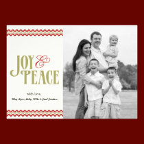 Photocard rouge et vert de vacances de chevron invitations