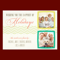 Photocard vert de vacances de chevron invitations