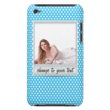Photoframe polaroïd sur le polkadot blanc et bleu coque Case-Mate iPod touch